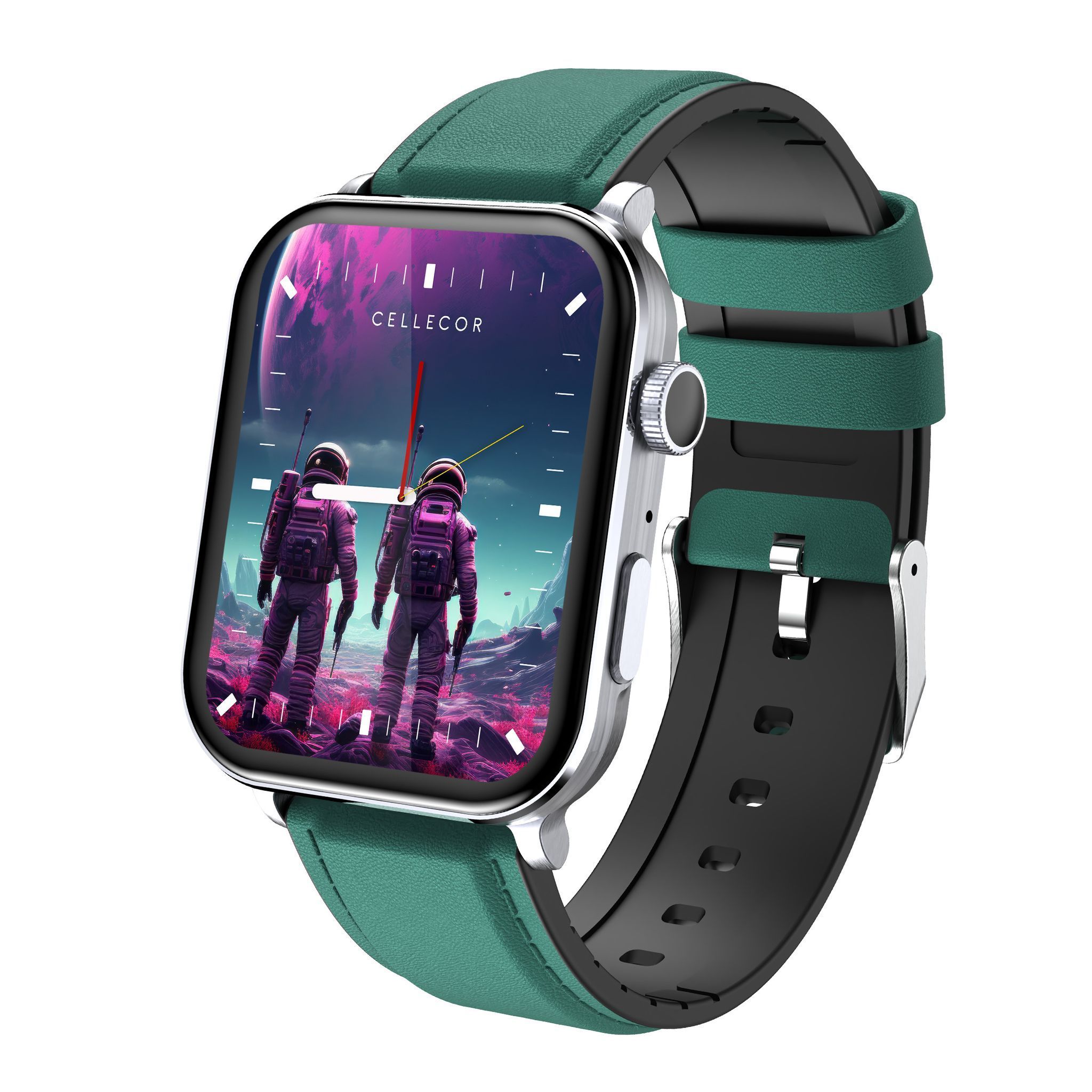 CELLECOR M9 Pro Blaze, 2.01" Amoled Display with Rotating Crown, Voice Assistance, Advanced Chipset, BT Calling, Fast Charge, 100+ Sports Mode & Watch Faces, Upto 5 Day Battery, IP67 (Green)