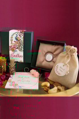 Badhai Hamper Gift Box - 999 5gm Lakshmi Coin-Silver