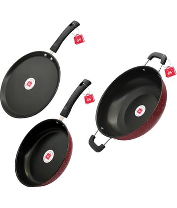 LAZYWINDOW Maroon Hard Anodised Non-Stick Cookware Sets ( Set of 1 )