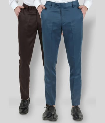 VEI SASTRE - Multicolored Polycotton Slim - Fit Men's Formal Pants ( Pack of 2 )