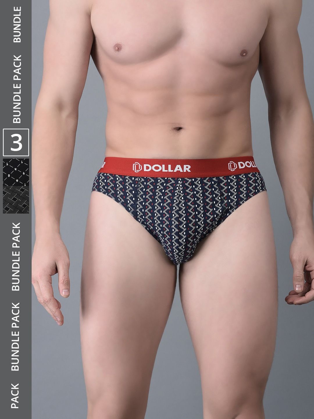 Men's Assorted Pack of 3 Combed Cotton Printed Brief