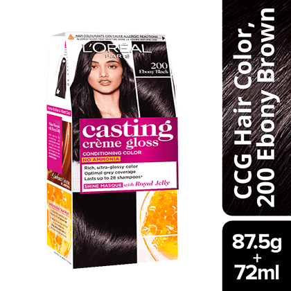 Loreal Paris Casting Creme Gloss Hair Colour, 87.5 G + 72 Ml 200 Ebony Black Loreal Paris Casting Creme Gloss Hair Colour, 87.5 G + 72 Ml 200 Ebony Black