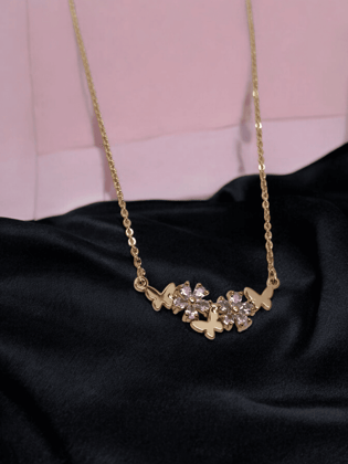 Gold Necklace with Floral Accents