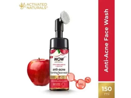 WOW Apple Cider Vinegar Foaming Face Wash With Built-in Brush - 150ml