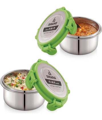 Dhara Stainless Steel Fit-N-Fresh 200ML Stainless Steel Insulated Lunch Box 2 - Container ( Pack of 2 )