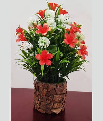 BAARIG - Red Iris Artificial Flowers With Pot ( Pack of 1 )