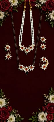Parijat chokar set with Earrings, bugadi, nath and 30" mangalsutra