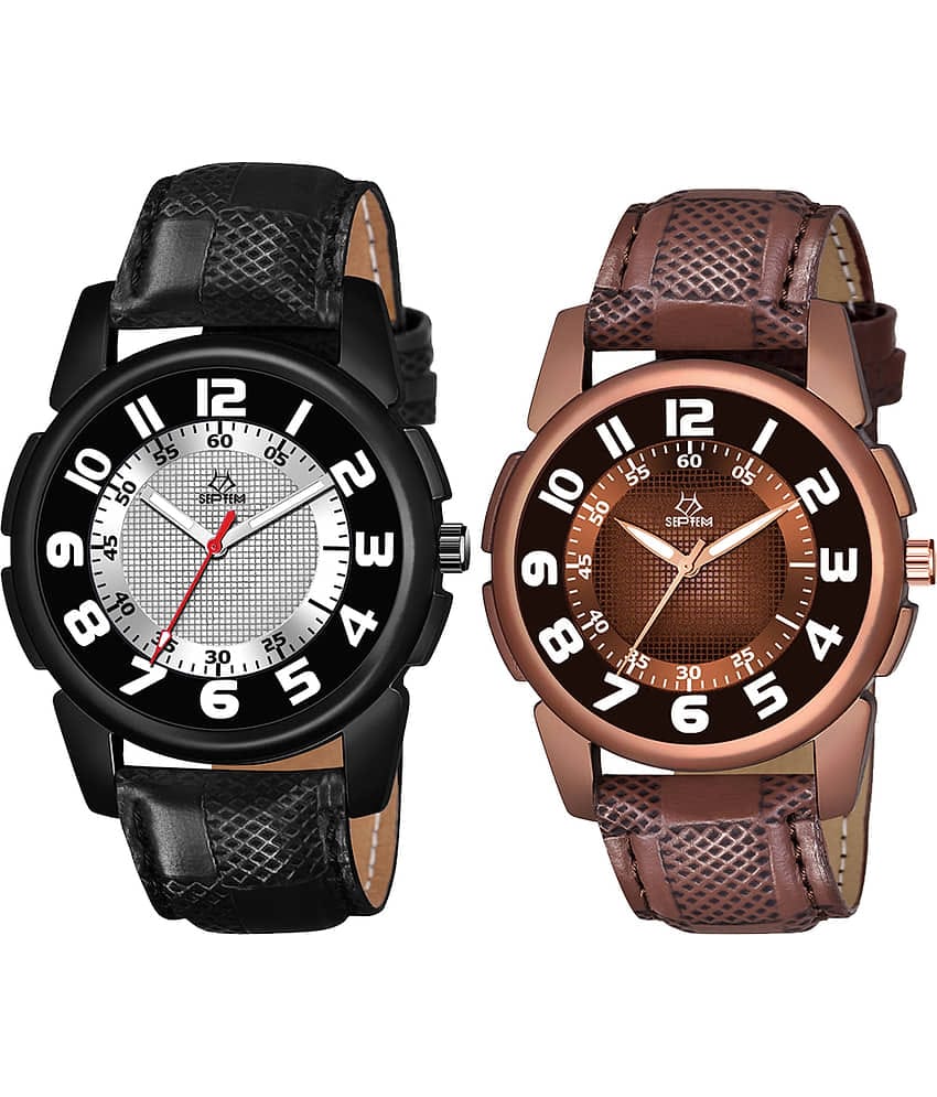 Septem Multicolor Leather Analog Men's Watch