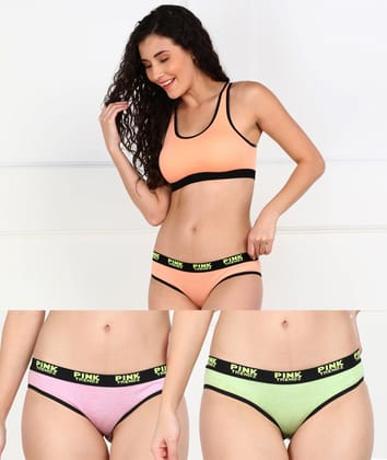 Young trendz Women Hipster Pinktrends - 3pcs Pack-XS / Peach Rosepink Neon green