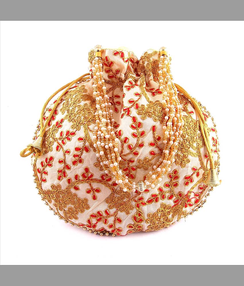 Apratim Beige Silk Potli