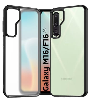 Rugged Frosted Semi Transparent PC Shock Proof Slim Back Cover for Samsung Galaxy M16 5G, Samsung Galaxy F16 5G, 6.7 inch, Black