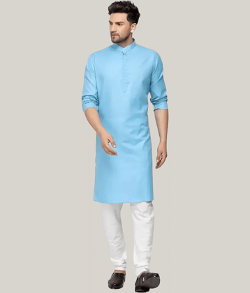 Balaji's Orange Cotton Blend Regular Fit Men's Kurta Pyjama Set ( Pack of 1 )