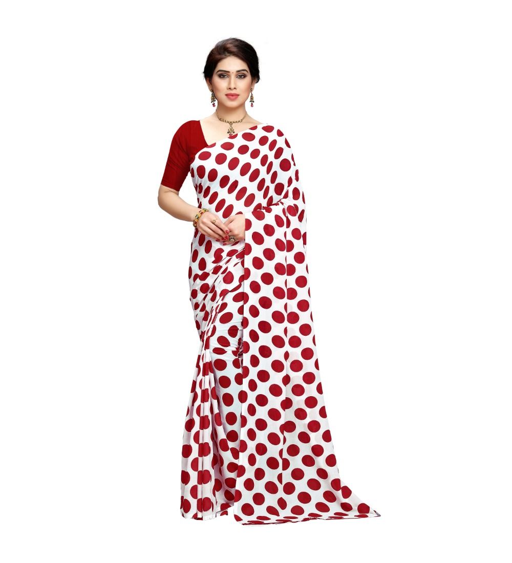 Generic Women's Georgette Saree (W.Red, 5 - 6 Mtrs)