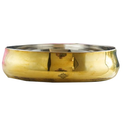 Handmade Steel Brass Curved Rice/ Halwa Plate, Serveware, Dinnerware, Width- 12.06 cm-1