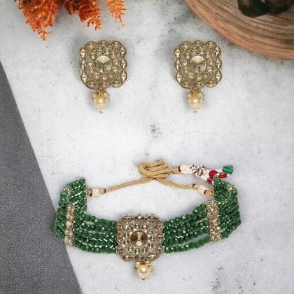 Green Kundan Handcrafted Jewelry Set