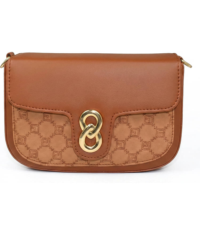 Ajanta Sling Bag Faux Leather Set of 1 ( Tan )
