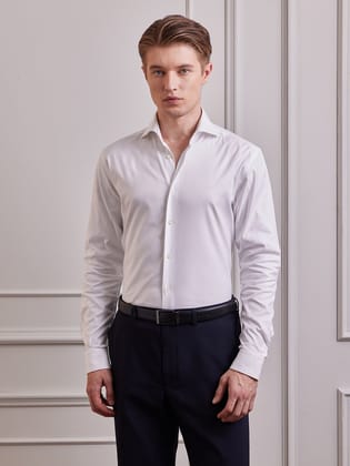 Aldeno Men Slim Fit Solid White Cotton Shirt (MICI)-S
