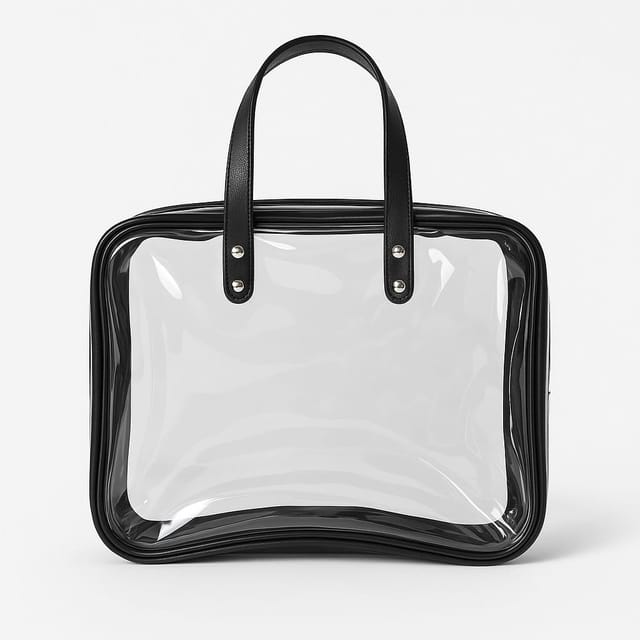 Allure Transparent Travel Makeup Bag with Handles (ATHB_09)-Transparent