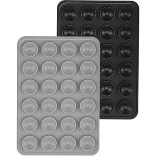 (Pack of 2) Suction Phone Case Grip for Mobile Phone, Silicone Adhesive Sticker 24 Cup Strong Gripper Compatible Marble, Glass (Grey,Black)