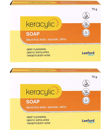 Keracylic Salicylic Acid & ZPTO Anti-Acne Soap for Oil Control, Clogged Pores & Gently Exfoliation|Clears Pores Pack of 2, 75 g