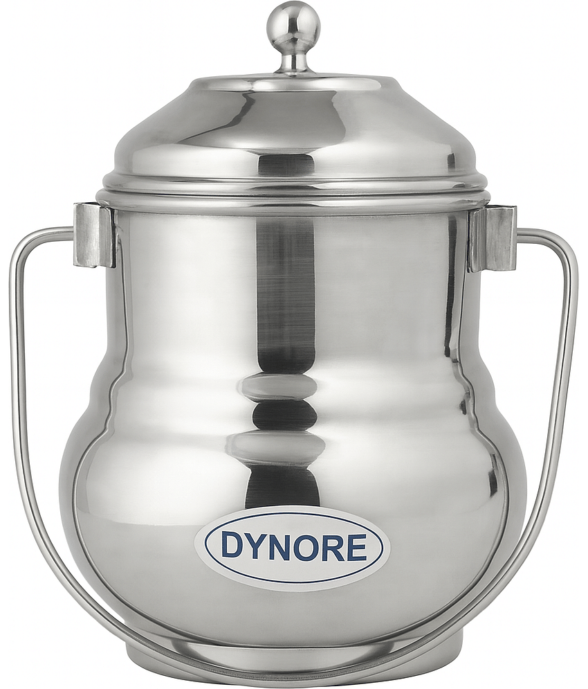 Dynore Belly shape Barni Steel Silver Oil Container ( Set of 1 )