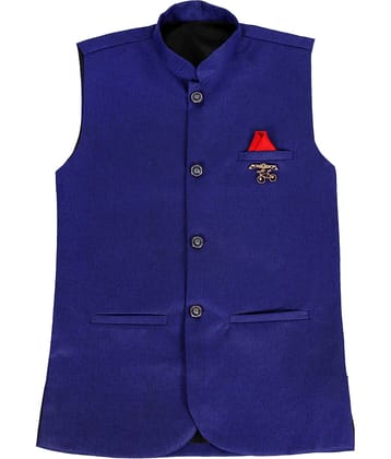 Fourfolds Boys Cotton Blend Waistcoat ( Pack of 1 , Blue )