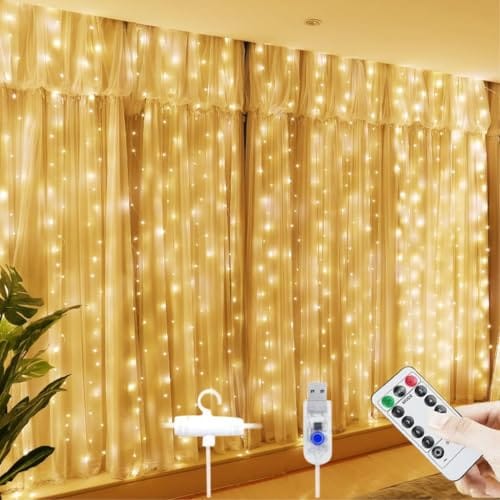 Lights for Decoration, Warm White USB Powered 300 LED Lights with 8 Flashing Modes, Lights for Diwali, Christmas,