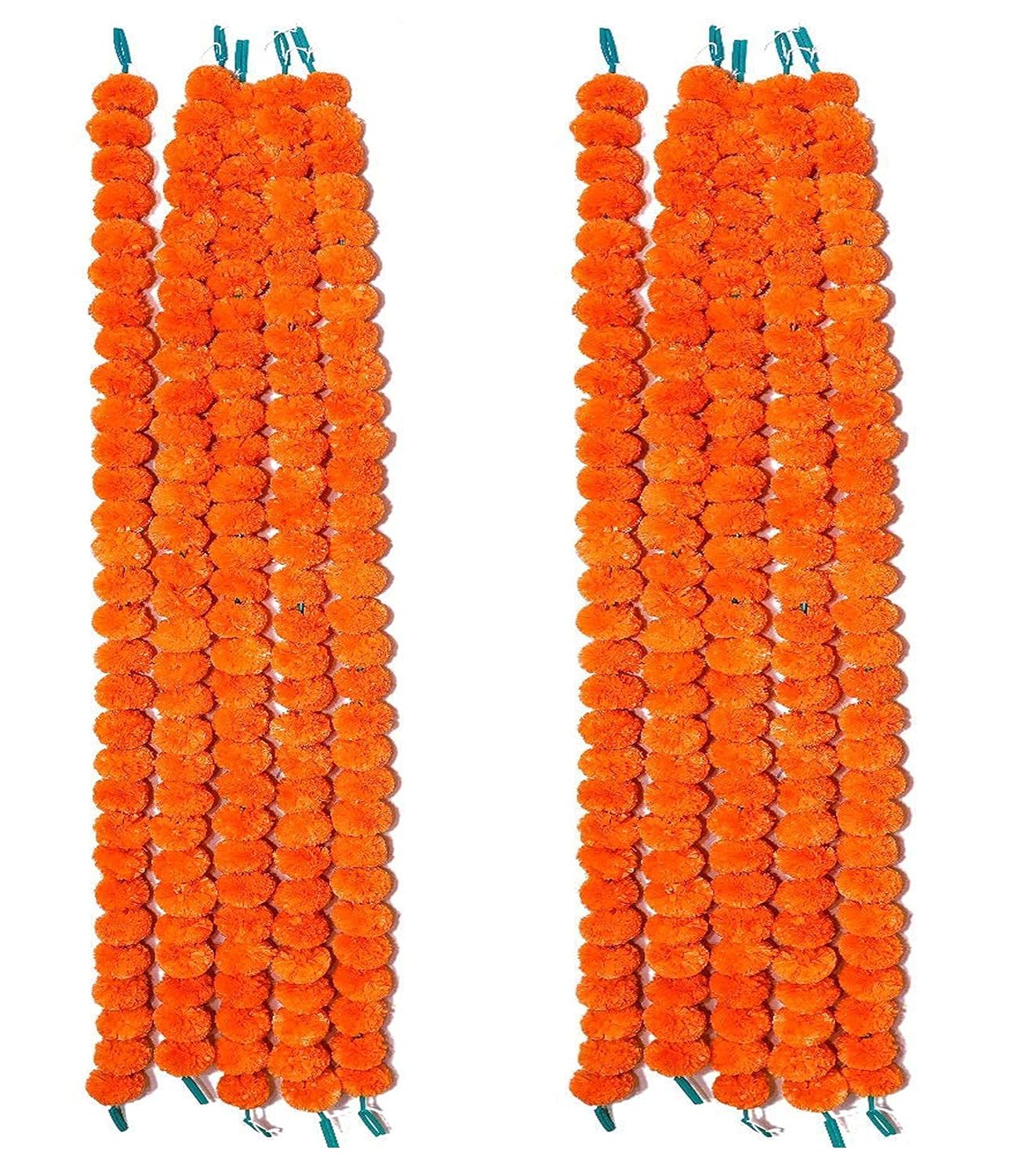 Rudra Orange Marigold Artificial Flower (140 cm, Pack of 10, Garlands)