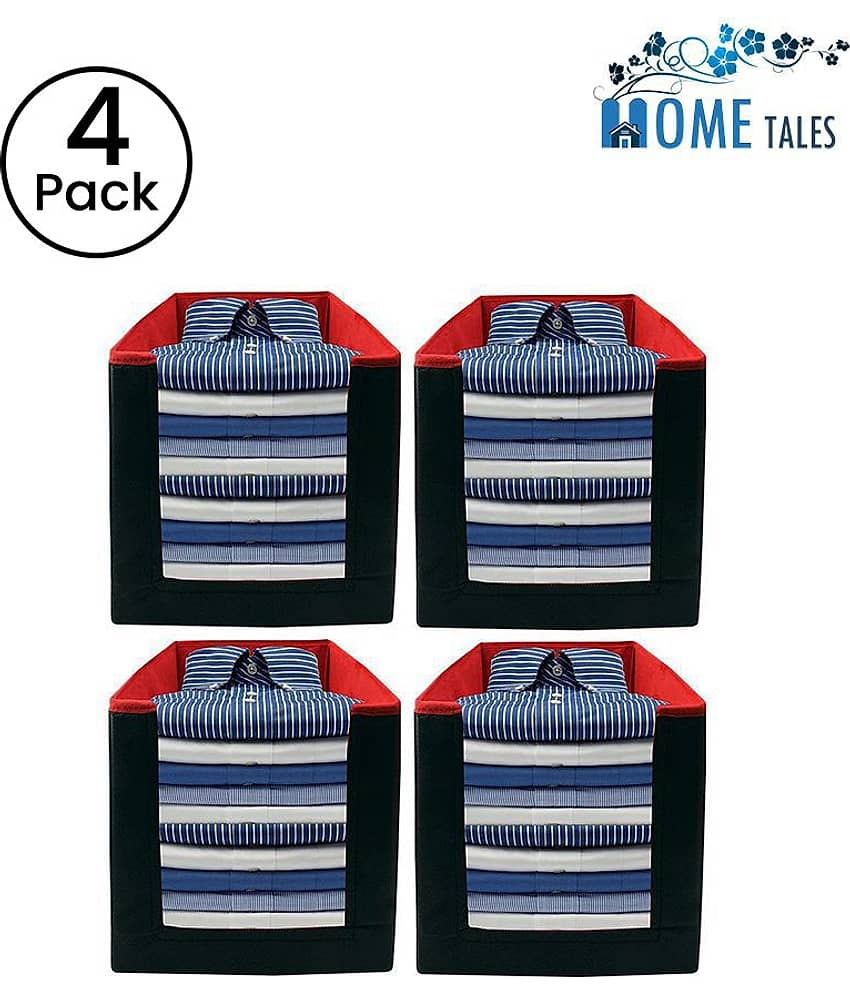 Non-Woven Shirt Stacker & Cloth Organizer,Black & Red (4U)
