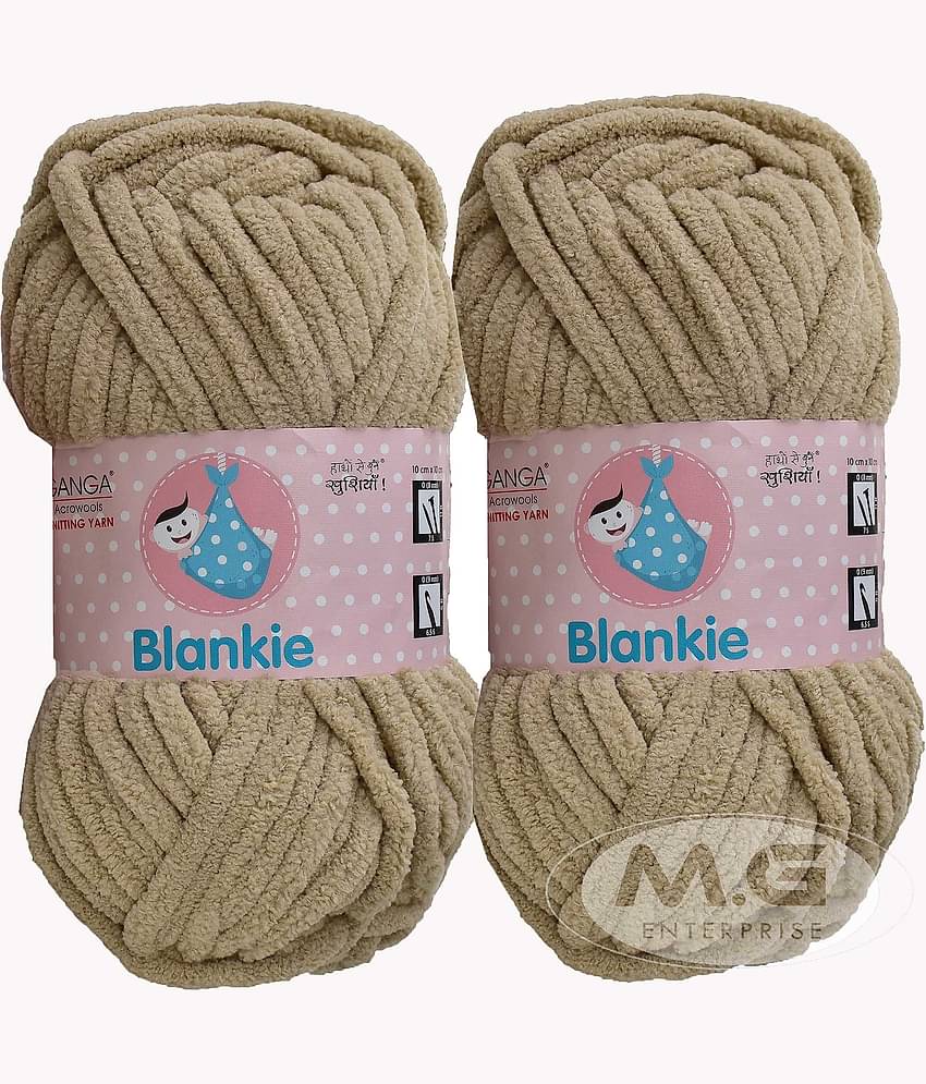 Ganga Knitting Yarn Thick Chunky Wool, Blankie Skin 600 gm Best Used with Knitting Needles, Crochet Needles Wool Yarn for Knitting, with Needle.-I