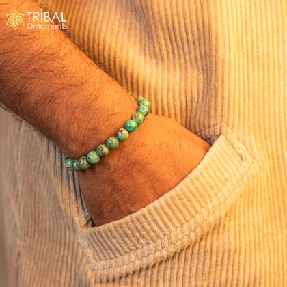 8 MM turquoise natural stone beaded handmade bracelet, customized unisex Jewelry, stnbr165