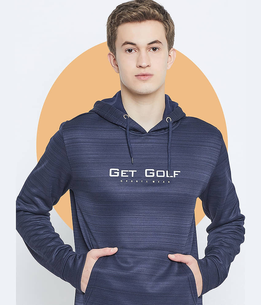 GET GOLF Cotton Blend Hooded Men's Sweatshirt - Navy ( Pack of 1 )