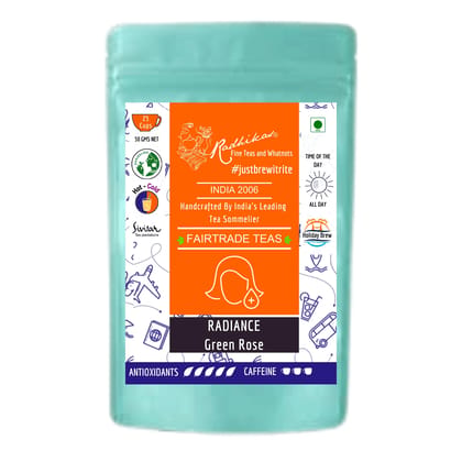 RADIANCE Green Rose -Refreshing & Aromatic Blend (50 gm - Makes 25 Cups of Tea) by M/S RADHIKAS FINE TEAS AND WHATNOTS