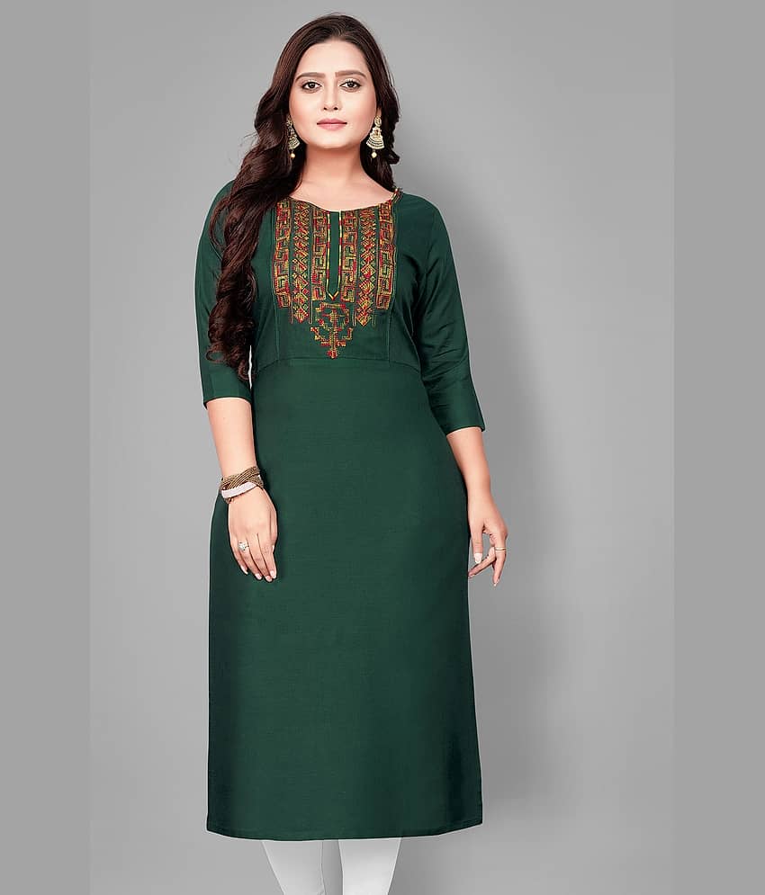Hetsa - Green Rayon Women's Straight Kurti ( Pack of 1 )