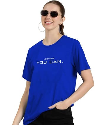 Leotude Women Polyester Printed Oversized Fit Round Neck T-Shirt ( Blue )
