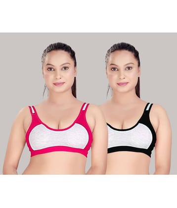 haya fashion Pack of 2 Cotton Non Padded Women's Everyday Bra ( Multicolor ) Haya Fashion Multicolor Cotton Non Padded Women's Everyday Bra