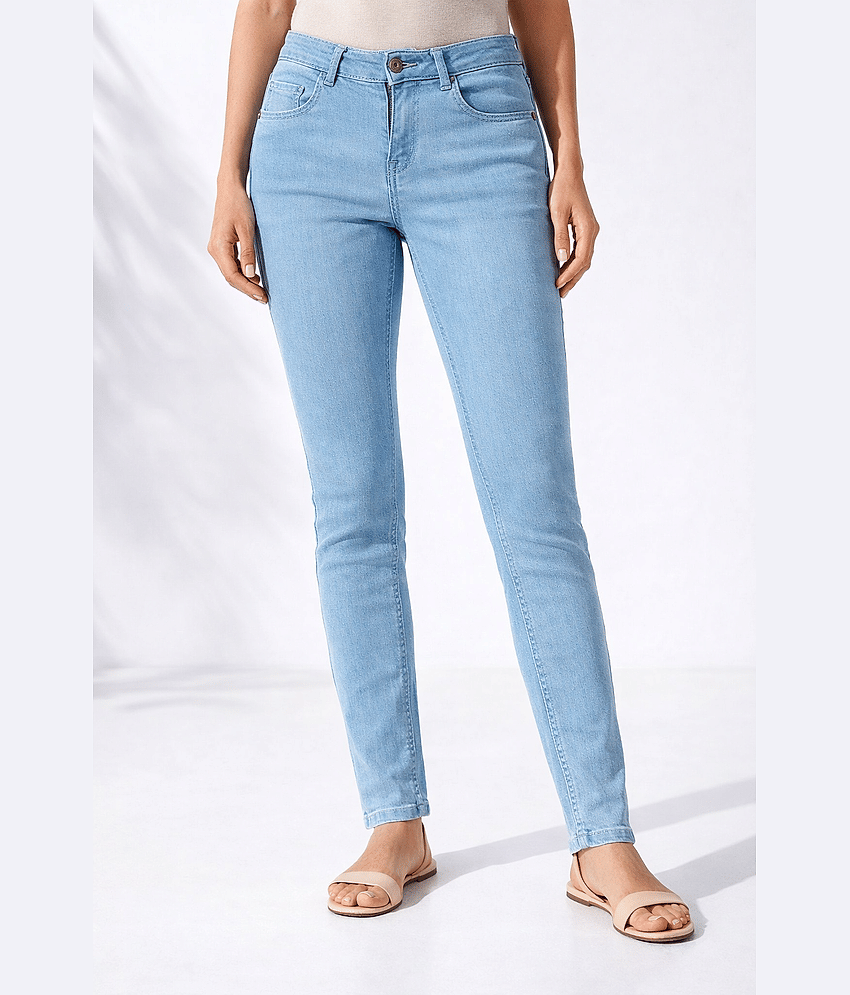 Sindon Women's Slim Fit Mid-Rise Jeans ( Light Blue )