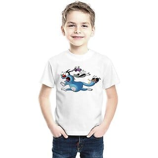 Boys Cartoon/Superhero Cotton Blend T Shirt (White, Pack of 1)