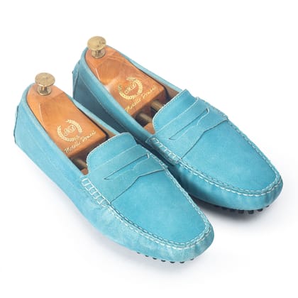 Gommino Suede Penny Loafers (Sky Blue)-EU 41 / UK 7 / Sky Blue