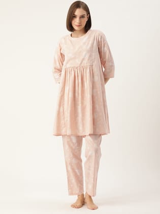 Floral Peach Co-ord Set-M