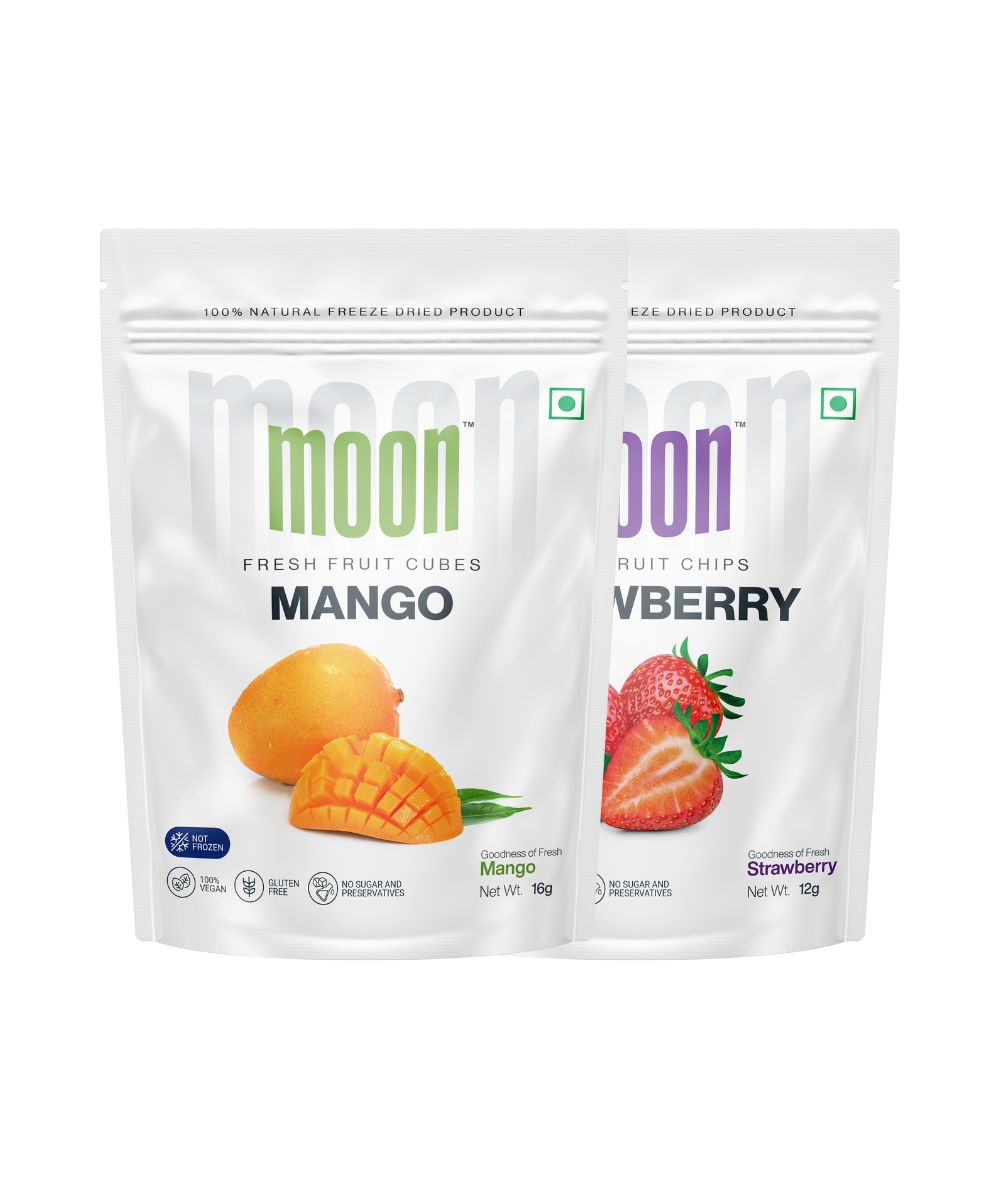 Moon Freeze Dried Mango Cube and Strawberry combo, 28 gm
