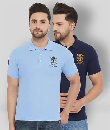 The Million Club Pack of 2 Polyester Regular Fit Solid Half Sleeves Men's Polo T Shirt ( Blue )