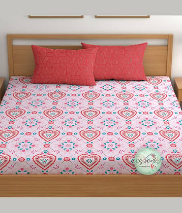 CG HOMES Cotton 1 Double Fitted Bedsheet with 2 Pillow Covers ( 230 cm x 225 cm ) , Multi