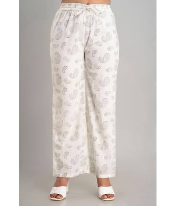 MAUKA - White Rayon Straight Women's Palazzos ( Pack of 1 )