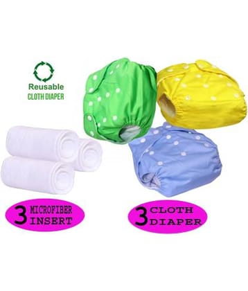 CHILD CHIC Reusable Baby Infant Cotton Cloth Washable Diaper Nappies(3 DIAPERS WITH 3 FIVE LAYER MICROFIBER INSERTS)