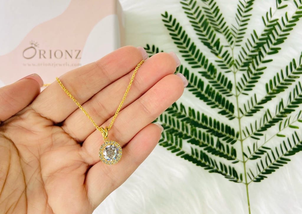 Round Halo Solitaire Necklace