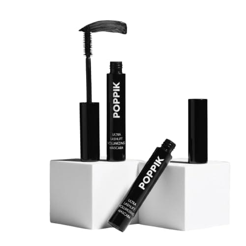 POPPIK Ultra LashLift Volumizing Mascara Black, Lengthening & Curling Formula, Smudge-Proof, Lightweight, Nourishing & Hydrating Eye Makeup, 8 ml