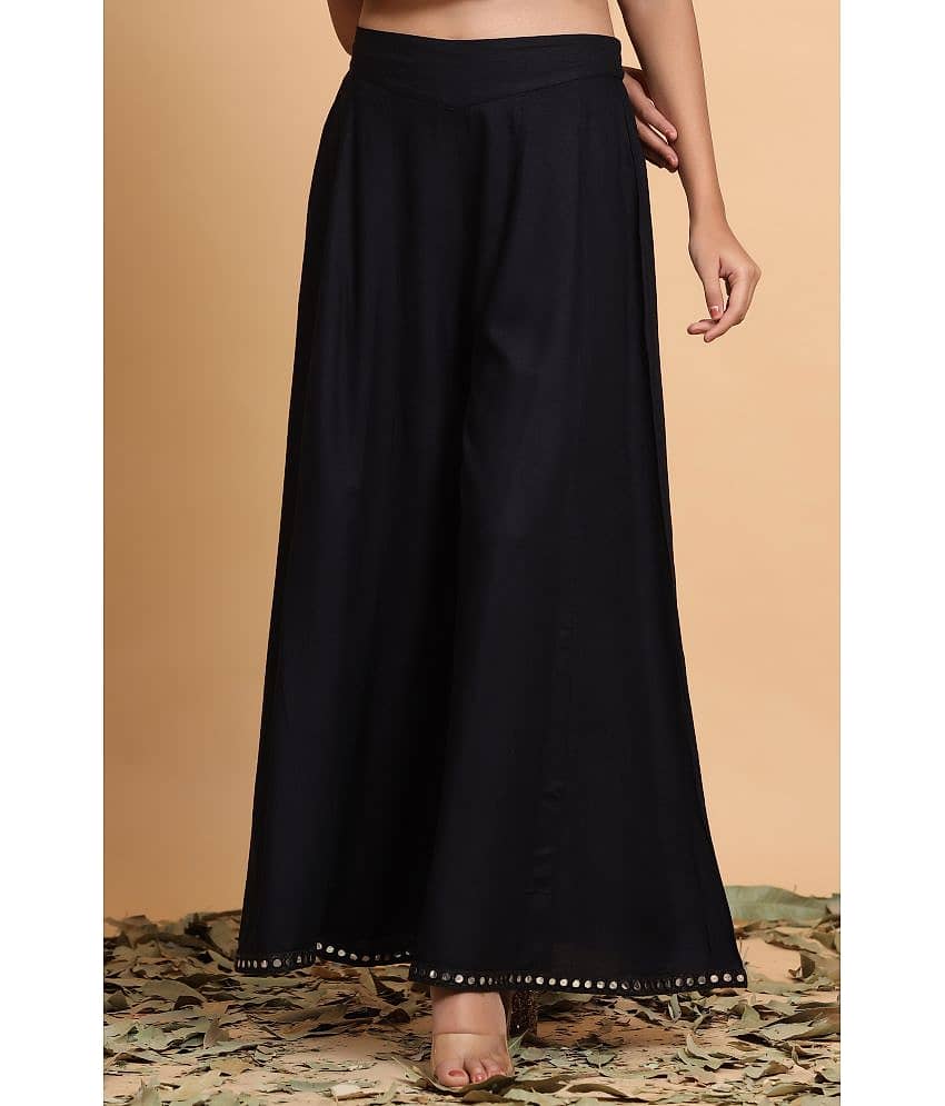Juniper - Black Rayon Flared Women's Palazzos ( Pack of 1 )