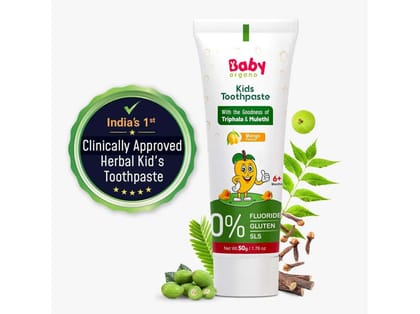 BabyOrgano Ayurvedic Herbal Kids Toothpaste Mango - 50g