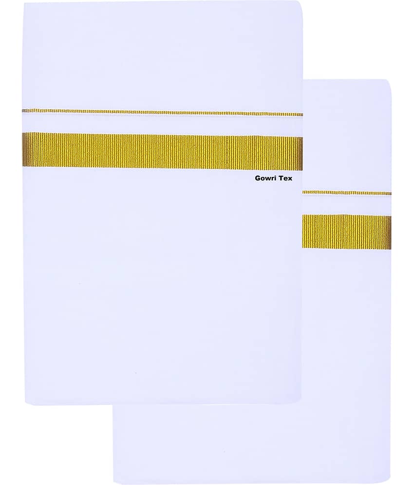 GOWRI TEX Cotton Men's Dhoti White ( Pack of 2 )